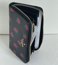 Load image into Gallery viewer, Kate Spade Madison Wallet Black Rose Toss Large Continental Wallet Floral Slim