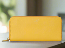 Load image into Gallery viewer, Kate Spade Margaux Continental Zip Wallet Womens Yellow Leather Slim Box