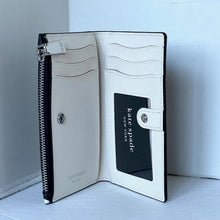 Load image into Gallery viewer, Kate Spade Morgan Sunshine Dot Small Slim Bifold Wallet Black White
