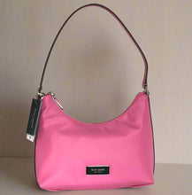 Load image into Gallery viewer, Kate Spade Sam Icon KSNYL Pink Nylon Small Shoulder Bag 90s Top Zip Leather
