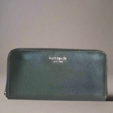 Load image into Gallery viewer, Kate Spade Spencer Zip Around Large Wallet Womens Leather Continental Duck Green