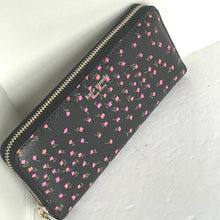 Load image into Gallery viewer, Kate Spade Sylvia Pink Floral Slim Wallet Womens Black Saffiano Zip Around