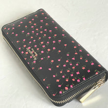 Load image into Gallery viewer, Kate Spade Sylvia Pink Floral Slim Wallet Womens Black Saffiano Zip Around