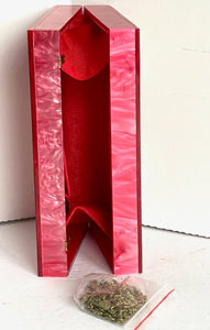 Kurt Geiger Clutch Pink Lipstick Crossbody Box Chain Shoulder Bag Glitter