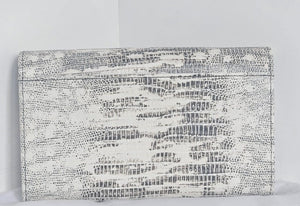 Kurt Geiger Kensington Crossbody Clutch White Leather Snake Print Wallet
