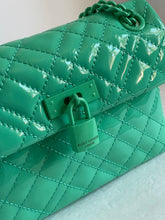 Load image into Gallery viewer, Kurt Geiger Mini Brixton Crossbody Bag Blue Patent Leather Lock Shoulder Glossy