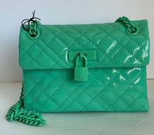 Load image into Gallery viewer, Kurt Geiger Mini Brixton Crossbody Bag Blue Patent Leather Lock Shoulder Glossy