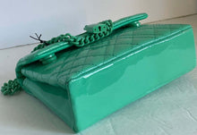 Load image into Gallery viewer, Kurt Geiger Mini Brixton Crossbody Bag Blue Patent Leather Lock Shoulder Glossy