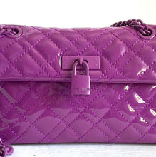 Load image into Gallery viewer, Kurt Geiger Mini Brixton Crossbody Womens Purple Drench Leather Lock Patent Bag