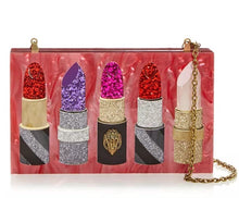 Load image into Gallery viewer, Kurt Geiger Women’s Lipstick Crossbody Box Pink Clutch Chain Shoulder Bag