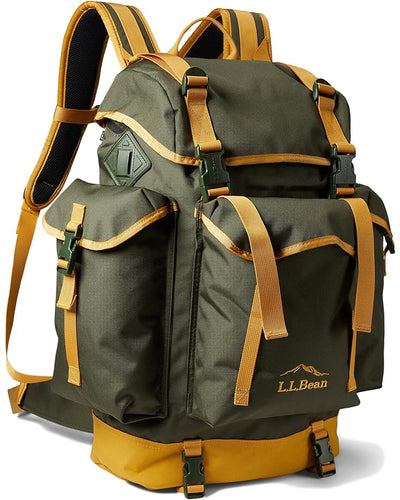 LL Bean Continental Rucksack Large Backpack Nylon Laptop Sleeve Green Yellow