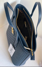 Load image into Gallery viewer, Love Moschino Valentina Small Tote Little Hearts Blue Faux Leather Shopper Bag