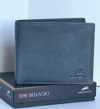 Load image into Gallery viewer, Mancini Wallet RFID Mens Large Gray Leather Double Billfold Bifold Center Wing ID