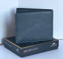Load image into Gallery viewer, Mancini Wallet RFID Mens Large Gray Leather Double Billfold Bifold Center Wing ID