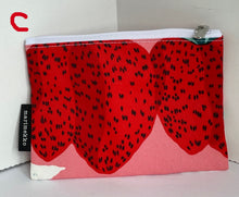 Load image into Gallery viewer, Marimekko Pouch Womens Mansikkavuoret Print Red Cotton Makeup Case
