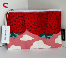 Load image into Gallery viewer, Marimekko Pouch Womens Mansikkavuoret Print Red Cotton Makeup Case