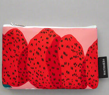Load image into Gallery viewer, Marimekko Pouch Womens Mansikkavuoret Print Red Cotton Makeup Case
