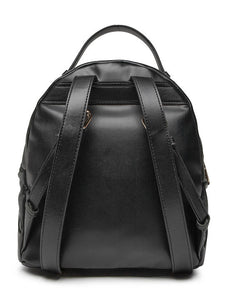 Moschino Love Hearts Backpack Medium Black Embossed Faux Leather Bag