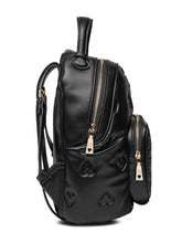 Load image into Gallery viewer, Moschino Love Hearts Backpack Medium Black Embossed Faux Leather Bag