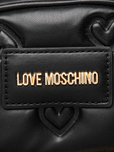 Moschino Love Hearts Backpack Medium Black Embossed Faux Leather Bag