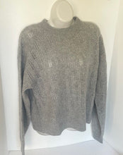Load image into Gallery viewer, Naadam Cashmere Pointelle Knit Sweater Womens Gray Medium Crewneck Relaxed