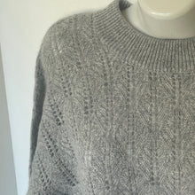 Load image into Gallery viewer, Naadam Cashmere Pointelle Knit Sweater Womens Gray Medium Crewneck Relaxed