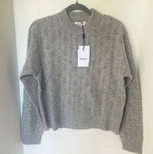 Load image into Gallery viewer, Naadam Cashmere Pointelle Knit Sweater Womens Gray Medium Crewneck Relaxed