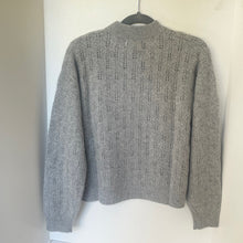 Load image into Gallery viewer, Naadam Cashmere Pointelle Knit Sweater Womens Gray Medium Crewneck Relaxed