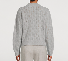 Load image into Gallery viewer, Naadam Cashmere Pointelle Knit Sweater Womens Gray Medium Crewneck Relaxed