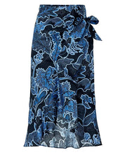 Load image into Gallery viewer, Parker Wrap Skirt Womens 8 Blue Midi  Floral Asymmetric Cotton Drew Ruffle