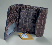 Load image into Gallery viewer, Patricia Nash Wallet Womens RFID Bifold ID Reiti Croc Embossed Brown Leather