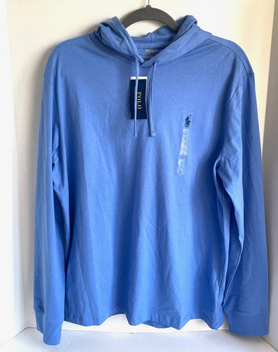 Polo Ralph Lauren Shirt Hoodie Mens Large Blue Logo Long Sleeve Cotton Tee