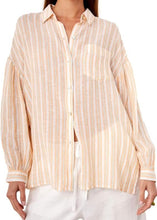 Load image into Gallery viewer, Rails Clio Clementine Stripe Shirt Womens Medium Linen Blend Oversized Button Up
