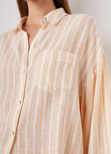 Rails Clio Clementine Stripe Shirt Womens Medium Linen Blend Oversized Button Up