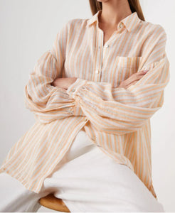 Rails Clio Clementine Stripe Shirt Womens Medium Linen Blend Oversized Button Up