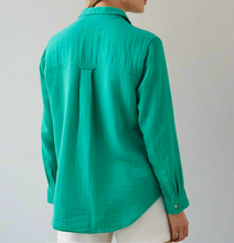 Load image into Gallery viewer, Rails Ellis Organic Cotton Shirt Womens Medium Blue Relaxed Button Up Blouse