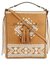 Load image into Gallery viewer, Rebecca Minkoff Crossbody Messenger Bag Brown Suede Leather Aztec Embroidered