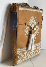 Load image into Gallery viewer, Rebecca Minkoff Crossbody Messenger Bag Brown Suede Leather Aztec Embroidered