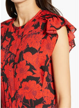 Load image into Gallery viewer, Rebecca Minkoff Mini Dress Womens Large Red Flutter Sleeve Pleated Ruffles