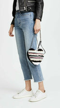 Load image into Gallery viewer, Rebecca Minkoff Women's Heart Striped Fur Trim Leather Chain Strap Crossbody