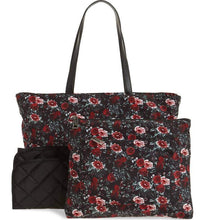 Load image into Gallery viewer, Rebecca Minkoff Large Nylon Tote Baby Diaper Bag; with Changing Pad in Black Floral Print