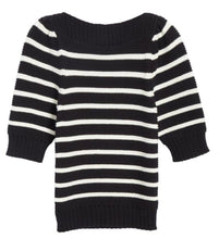 Load image into Gallery viewer, Rebecca Taylor Sweater Womens Small Black Boat Neck Elbow Sleeve Stripe Cotton Wool
