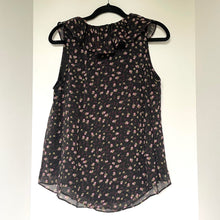 Load image into Gallery viewer, Rebecca Minkoff Women's V-Neck Sleeveless Ruffled Floral Crepe Black Top, S