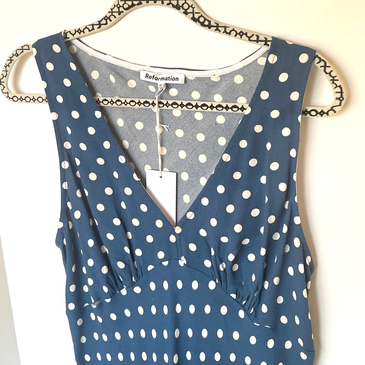 Reformation Calix Mini Dress Lazuli Blue Polka Dot Sleeveless XL – Luxe  Fashion Finds