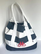 Load image into Gallery viewer, Robe di Kappa Large Tote White Blue Heather Stripes Shoulder Bag Red Logo