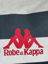 Load image into Gallery viewer, Robe di Kappa Large Tote White Blue Heather Stripes Shoulder Bag Red Logo