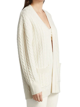 Load image into Gallery viewer, Ronny Kobo Sweater Womens Off White Cardigan Wool Cashmere Oversized Cable Knit