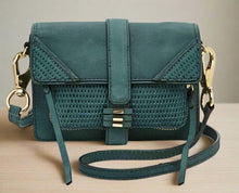 Load image into Gallery viewer, She Lo Crossbody Womens Small Green Leather Moto Camera Bag Shoulder