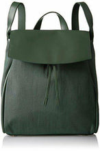 Load image into Gallery viewer, Skagen Large Nylon Backpack Green Drawstring Adjustable Leather Bag Ebba