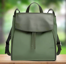 Load image into Gallery viewer, Skagen Backpack Large Green Nylon Womens Leather Drawstring Adjustable Ebba